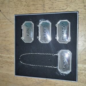 Silver Liquor Bottle Tags Set